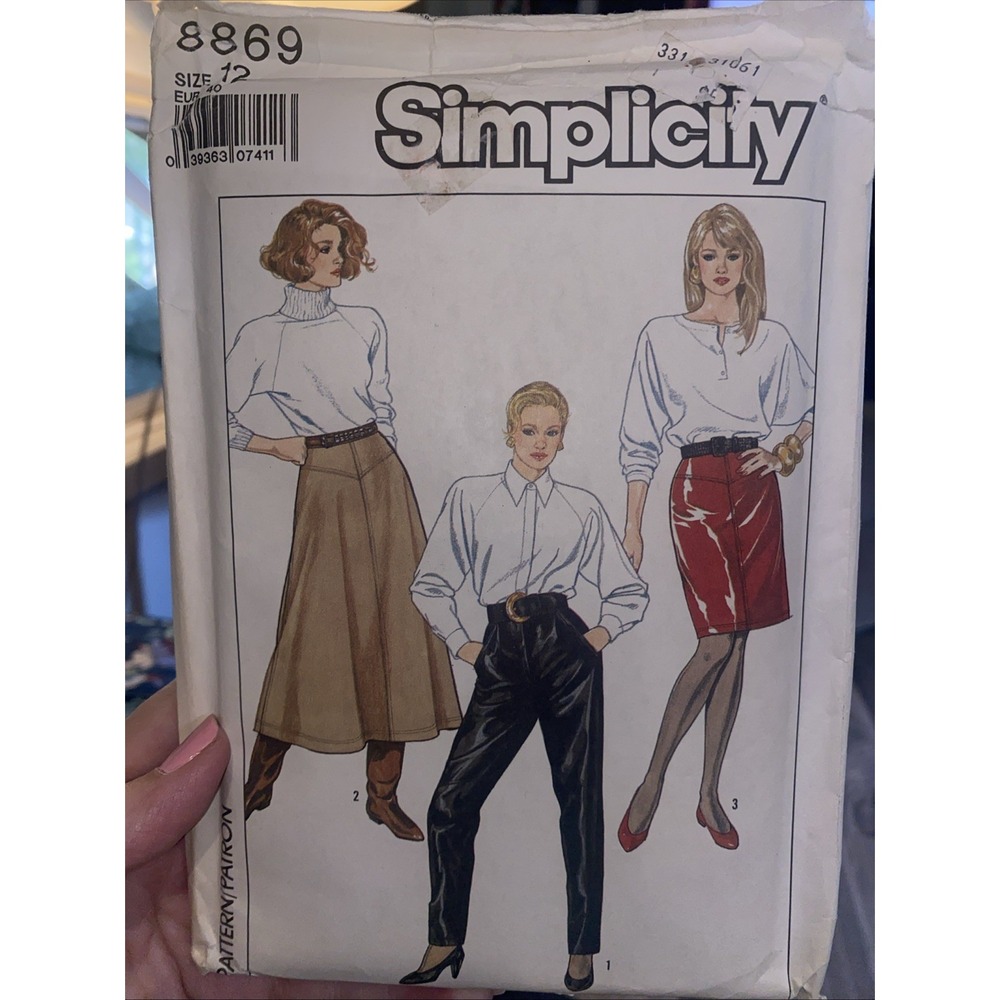 Vintage 1988 Simplicity Skirt Pants Sewing Pattern 8869 Size 12 Uncut